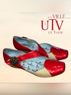 Un Tour En Ville (UTV) Original Red & Beige Flats size 11